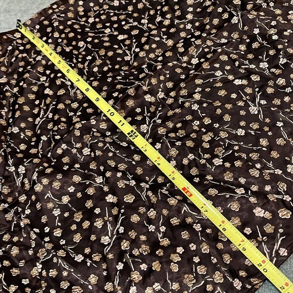 Handmade satin A-line skirt brown with flower & branch pattern 28” waist 24-146 - Picture 3 of 5